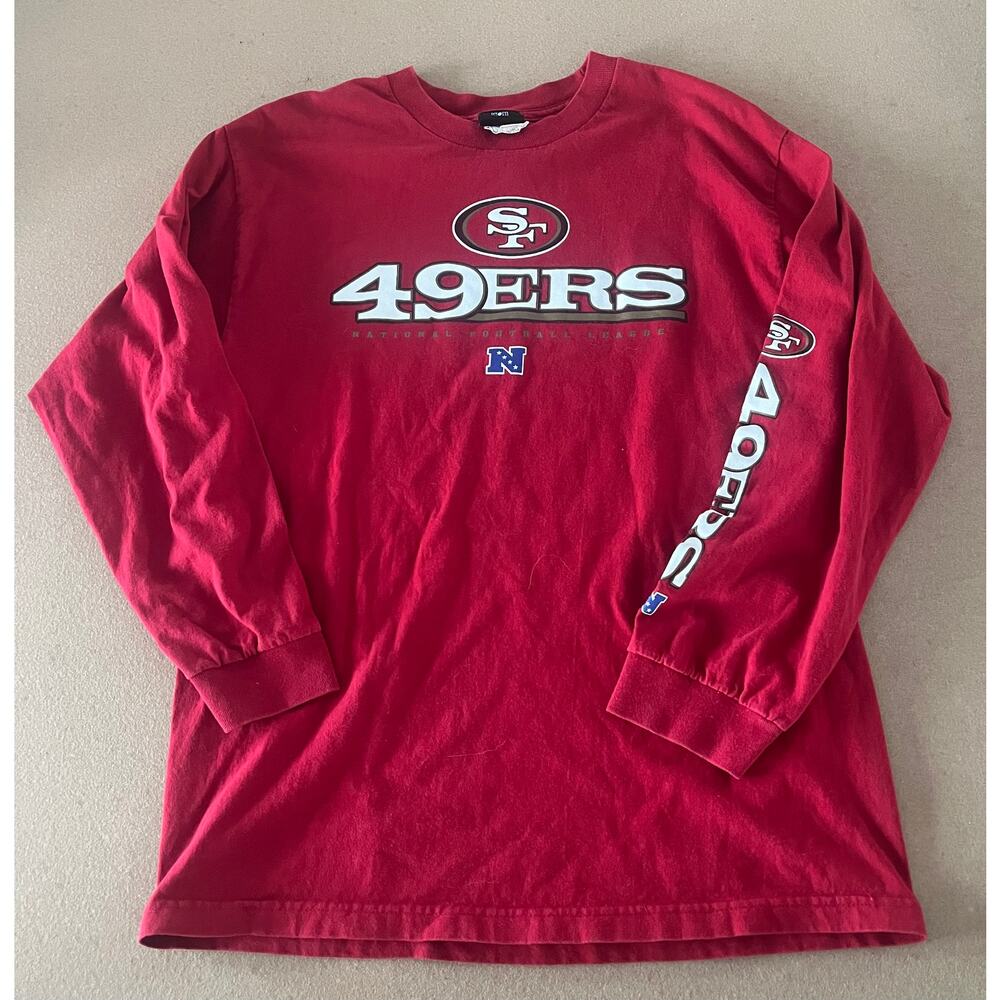 Vintage San Francisco 49ers Long Sleeve Shirt NFL Red Graphic Tee Men's Large